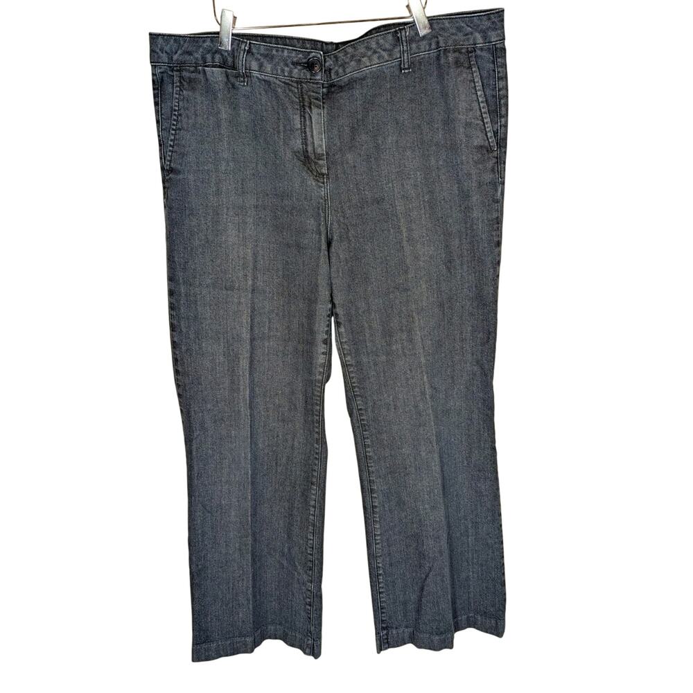 Talbots Trouser Style Denim Wide Leg High Rise Jeans Dark Wash Size 20 Inseam 32